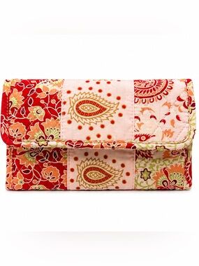 Lemon Hill Quilted Floral Fabric Wallet Organizer Pink Paisley Clutch 8” x 4.5”